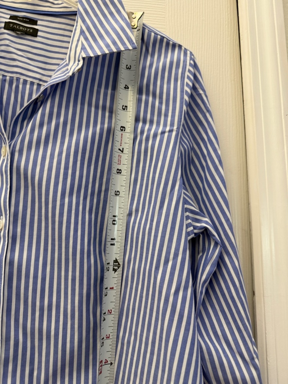 Talbots Blue and White Vertical Stripe Perfect Shirt - Picture 9 of 10